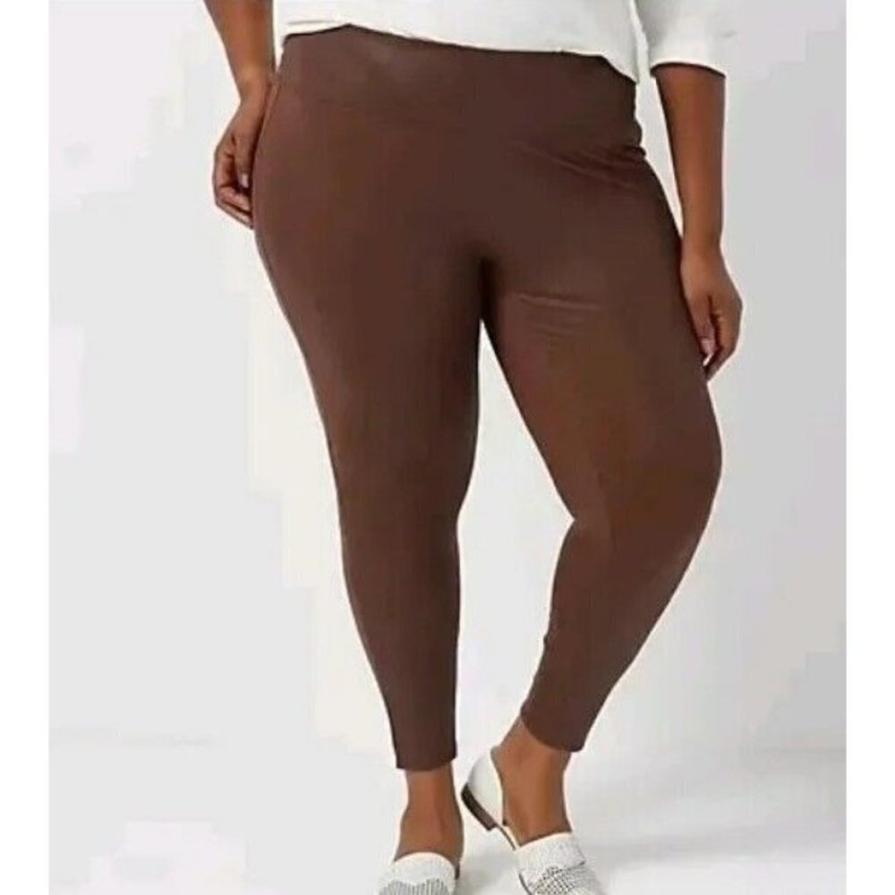 All Worthy Hunter McGrady The Ultimate Faux Leather Legging-Brown 5X